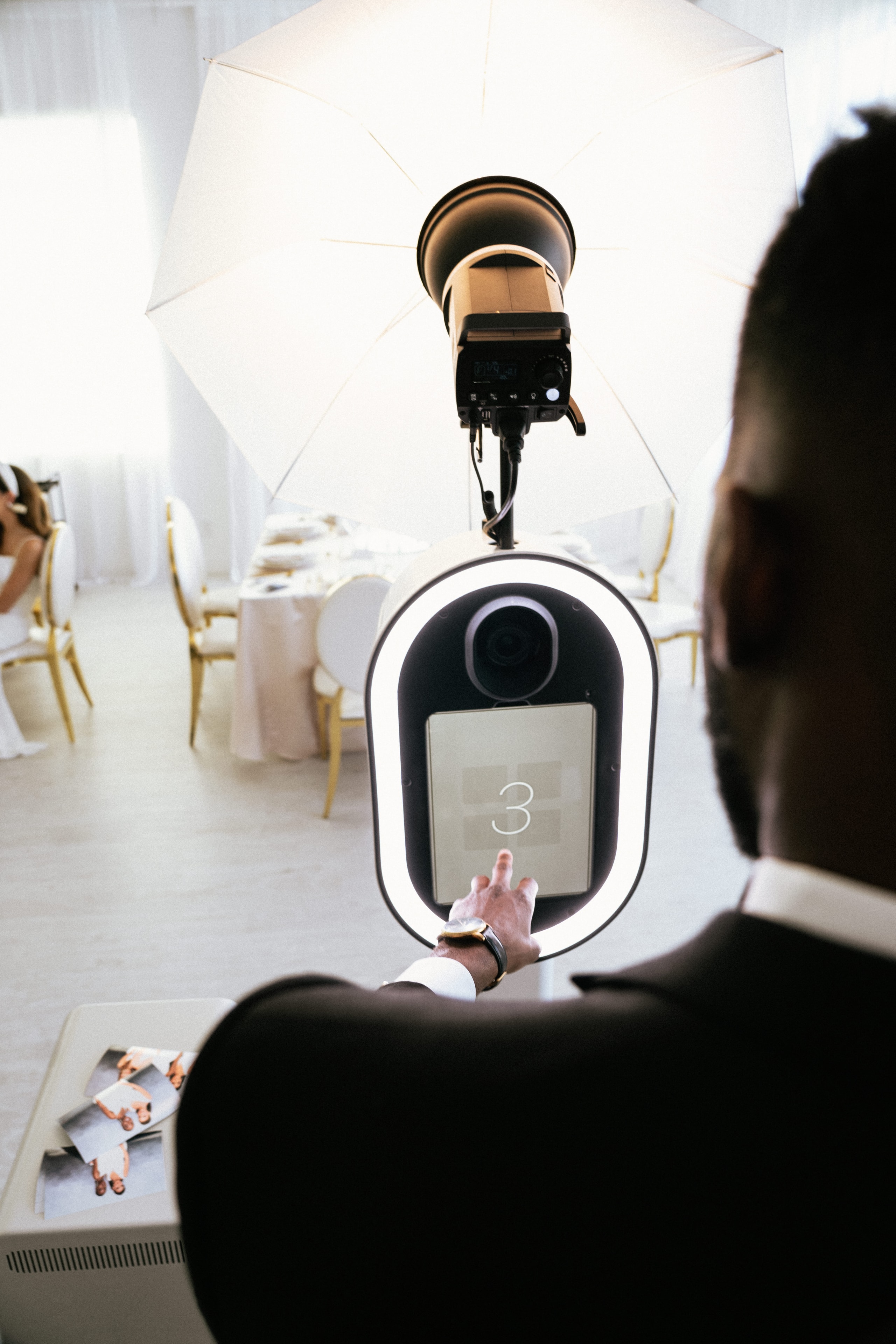 Family portrait at a professional photo booth event
