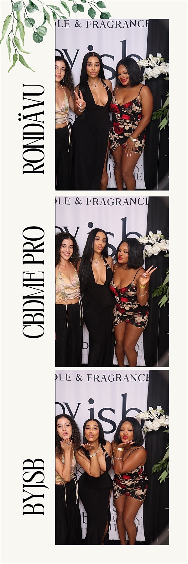 Elegantly dressed guests at a gala event photo booth